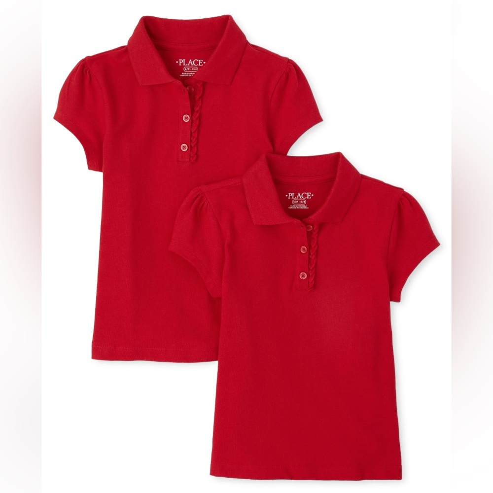 Girls Uniform Ruffle Pique Polos (2)